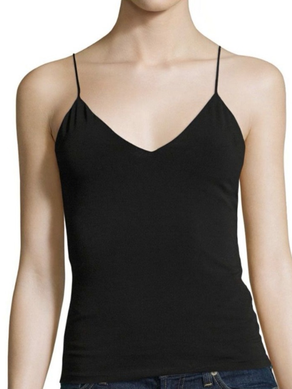ALICE + OLIVIA Air By Staci Bendet Black Spaghetti Strap Vneck Tank Top Medium